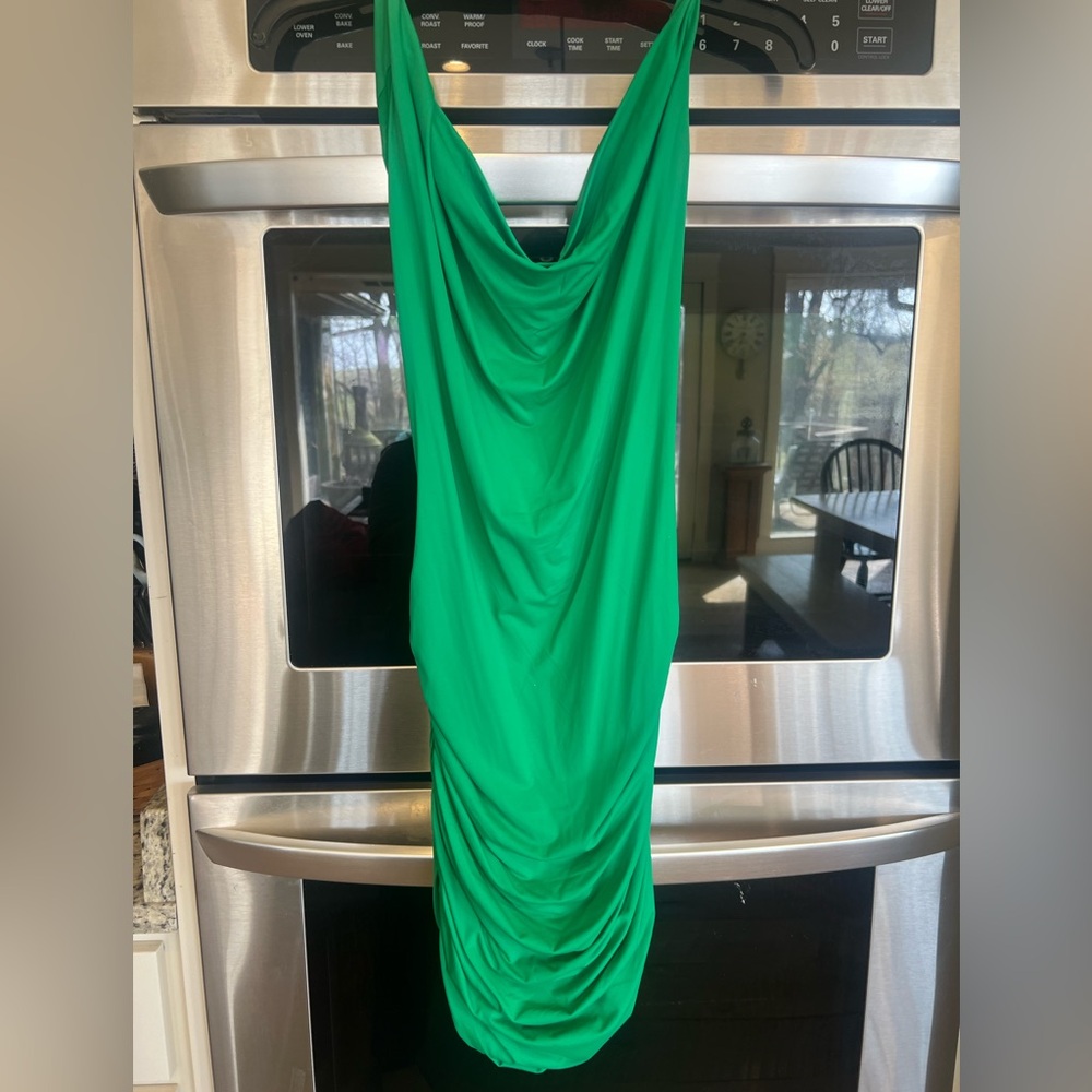 Vibrant Green Draped Dress